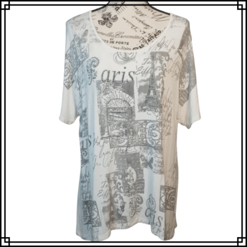 B.L.E.U Paris Graphic Hi Low Oversized Slouchy Top